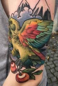 Tatuaż chłopca na ramieniu chłopca na obrazie tatuażu ptak tatuaż na szczycie wzgórza