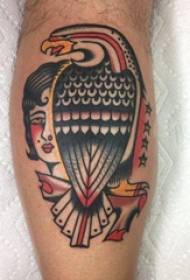 Орао и женска тетоважа узорак шака руку на слици орао и жена тетоважа