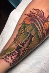Baile animal tattoos male arm on leaves and crocodile tattoo pictures
