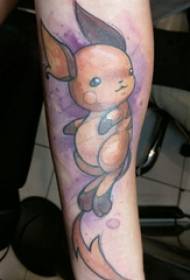 Painted tattoo boy cartoon colored tattoo on animal arm