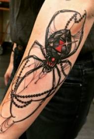 Spider tattoo, boy's arm, colored spider tattoo picture