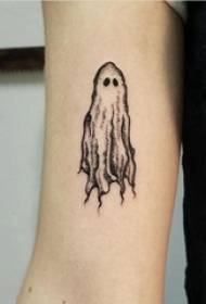 Patrón de tatuaxe fantasma tatuaxe de fantasmas de debuxos animados masculino en brazo negro