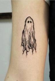 Setšoantšo sa tattoo sa Ghost tattoo ea monna oa katuni setšoantšo sa letsopa letsohong le letšo