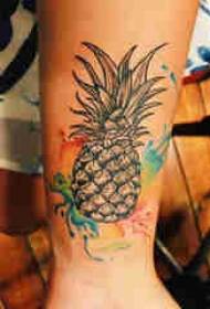 Plant tattoo, boy's arm, colored pineapple tattoo picture