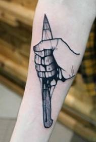 Tattoo black male student arm on dagger and hand tattoo picture