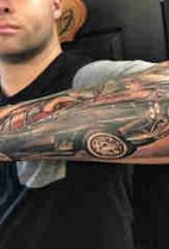 Arm tattoo material, male arm, colored car tattoo picture