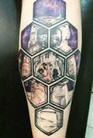 Arm tattoo material, male arm, geometry and astronaut tattoo picture