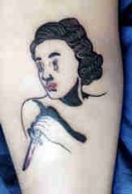 女生人物纹身图案 女生手臂上素描纹身人物肖像纹身图片