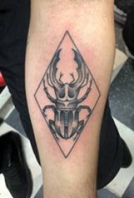 Arm tattoo picture boy's arm on rhombus and insect tattoo picture