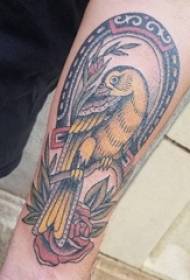 Tattoo bird, boy's arm, bird tattoo pattern