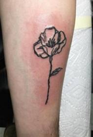 Minimalistic line tattoo male schooler on black plant flower tattoo picture
