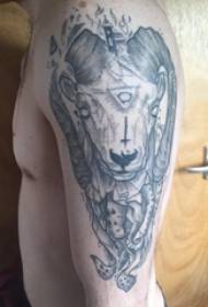 Goat head tattoo satan male boy arm goat head tattoo satan black gray tattoo picture