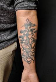 Pine tattoo, male arm, black pine tattoo picture