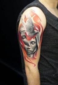 Femaleенски карактер тетоважа шема машки студент девојка карактер тетоважа на рака