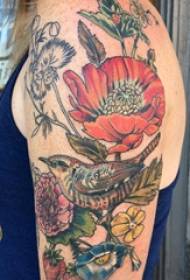 Pair of big arm tattoos boy's big arm on flowers and bird tattoo pictures