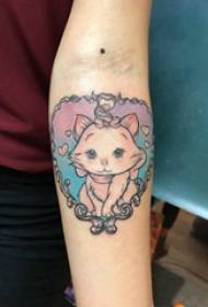 Kitten tattoo girl tattoo on the girl's arm