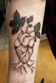 Mechanical heart tattoo pattern school boy arm on plant and heart tattoo picture