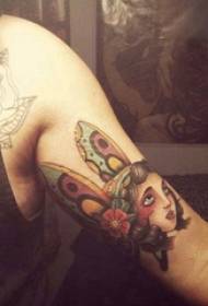 Djevojka lik tetovaža uzorak dječak lik na ruci portret tetovaža sliku