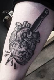 Mechanical heart tattoo male student arm on dagger and heart tattoo picture