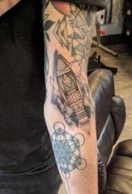 Geometric element tattoo male student arm on black rocket tattoo picture