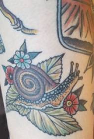 Baile animal tattoo male student arm on leaf and snail tattoo picture