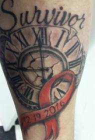 Tattoo clock, boy's arm, pocket watch, tattoo pattern