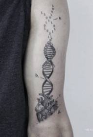 Mechanical heart tattoo pattern male student with DNA and heart tattoo picture