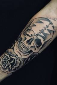 skull flower tattoo pattern boy's arm on black flower and skull tattoo picture