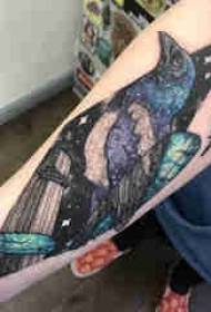 Arm tattoo material, male arm, feather and bird tattoo picture