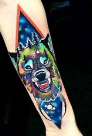 Lengan tattoo gambar lengan lanang nganggo gambar tato lan serigala sirah
