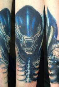 Horror tattoo boy's arm on colored horror tattoo picture