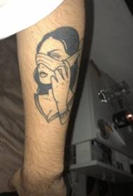 Cute tattoo, stick figure, black and gray, stick figure, tattoo picture