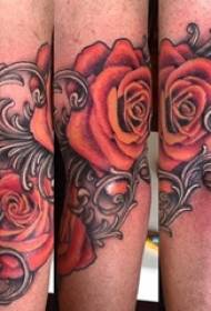 European and American Rose Tattoo Male Student Arms on Flower Tattoo Picture
