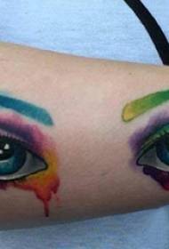 Eye tattoo, painted eye tattoo picture on boy's arm