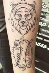 Cabeça de leão tatuagem imagem braço do menino simples linha tatuagem cabeça de leão tatuagem imagem
