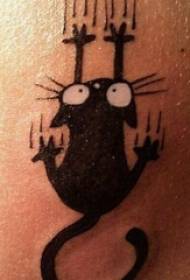 Pequena menina de tatuagem de gato fresco com imagens de tatuagem de gato preto no braço