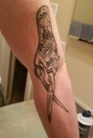 Arm tattoo material, male arm, hand and scissors, tattoo picture