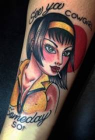 Arm tattoo picture boy's arm on english and girl character tattoo picture
