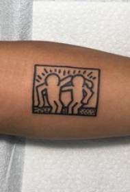 Linijska ilustracija tetovaže Muška minimalistička slika tetovaže na crnoj ruci