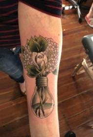 Arm tattoo material, male arm, flower and bulb tattoo picture