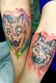 Arm tattoo picture couple colored wolf head tattoo picture on arm