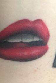 Lip tattoo, girl's arm, colored lips, tattoo picture