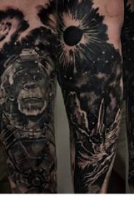 Tattoo black male student arm on black monkey tattoo picture