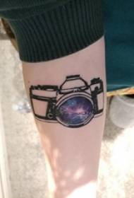 Camera tattoo girl arm on camera tattoo pattern