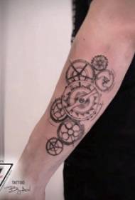 Mechanical gear tattoo male student arm on black gear tattoo picture