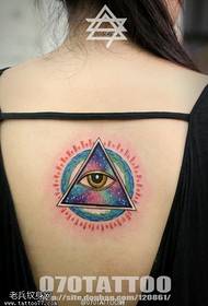 Ženské zadní barevné hvězdné bůh oko tetování vzor