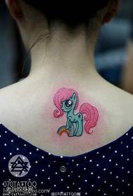 Female Back Color Unicorn Tattoo Picture