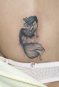 Female back inkfish tattoo pattern