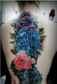 мода жінок назад красива півонія квітка татуювання малюнок