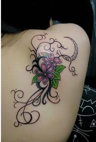 sexy beautiful girl back beautiful and beautiful flower vine tattoo picture